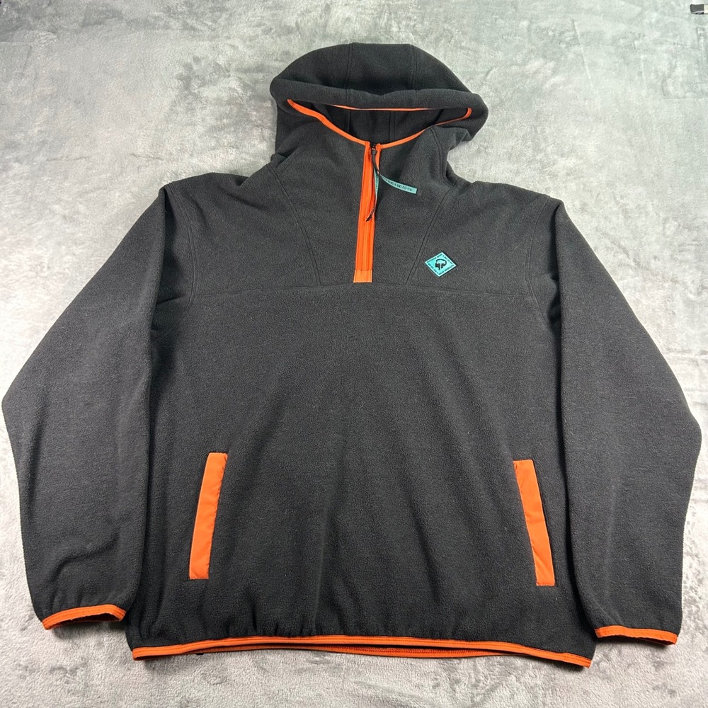 Outdoor Afro x REI Co-op Fleece Hoodie Mens L Grey Orange Quarter Zip Pullover